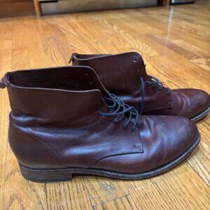Frye Hudson Mahogany Plain Toe Leather Boots sz11